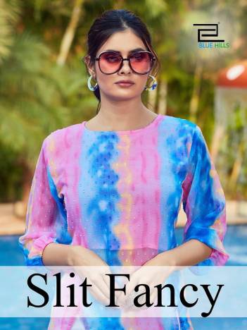Slit Fancy By Blue Hills Abstract Printed Georgette Kurti Collection